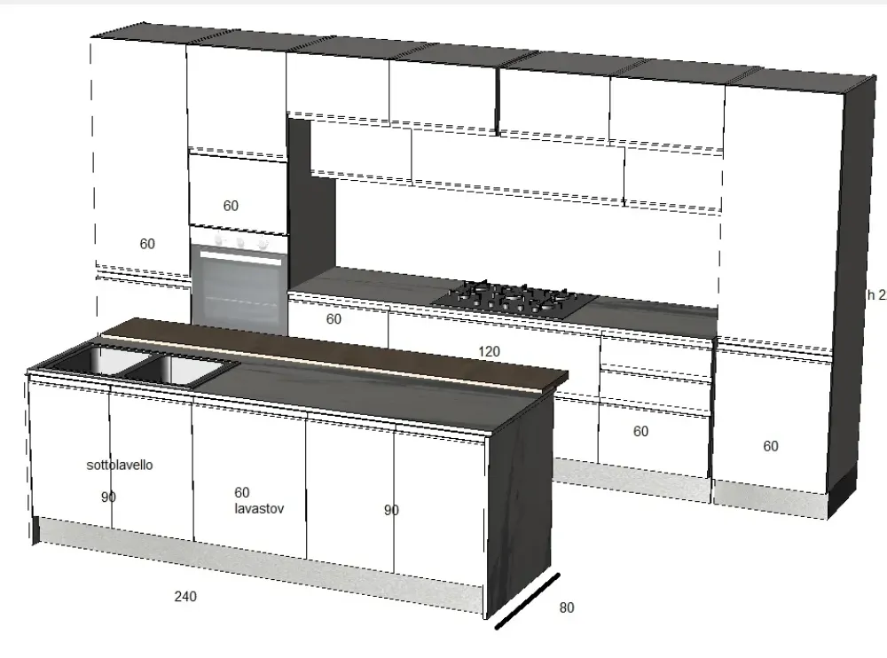 Collezione esclusiva Cucina bianca moderna con isola Cucina white minimal design con isola in offerta- Cucine Ad Isola|Cucine Moderne