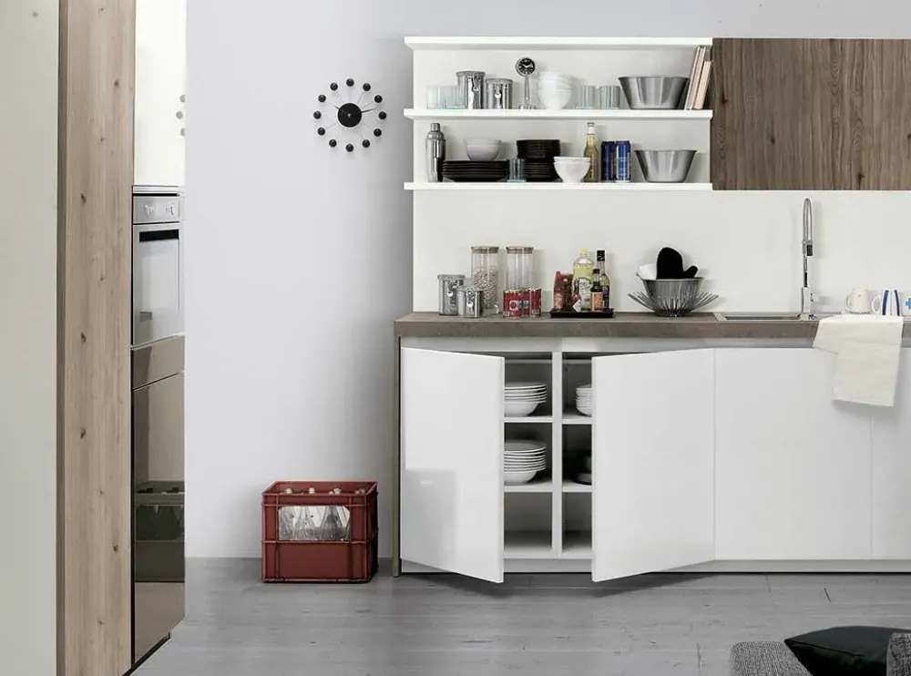 Spagnol cucine Cucina bianca moderna con penisola Vivere 2 a soli 11617 Euro- Cucine Con Penisola|Cucine Moderne