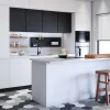 Discount Cucina bianca moderna con isola Cucina moderna con isola e colonne laccata bianca maniglia j   in Offerta Outlet Cucine Ad Isola|Cucine Moderne