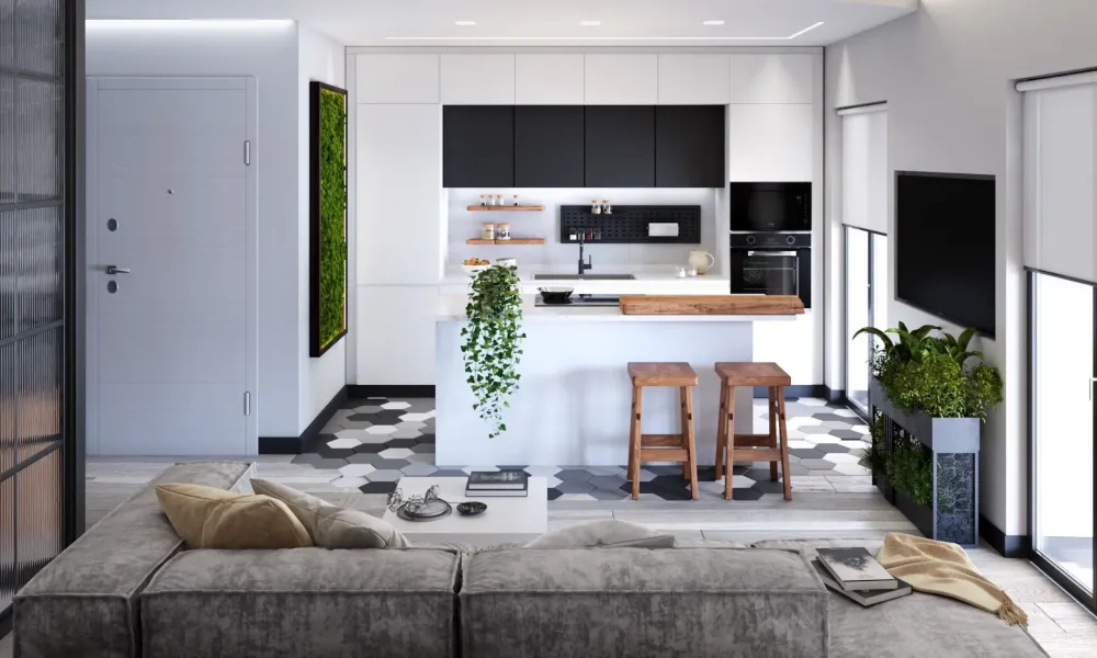 Discount Cucina bianca moderna con isola Cucina moderna con isola e colonne laccata bianca maniglia j in Offerta Outlet Cucine Ad Isola|Cucine Moderne