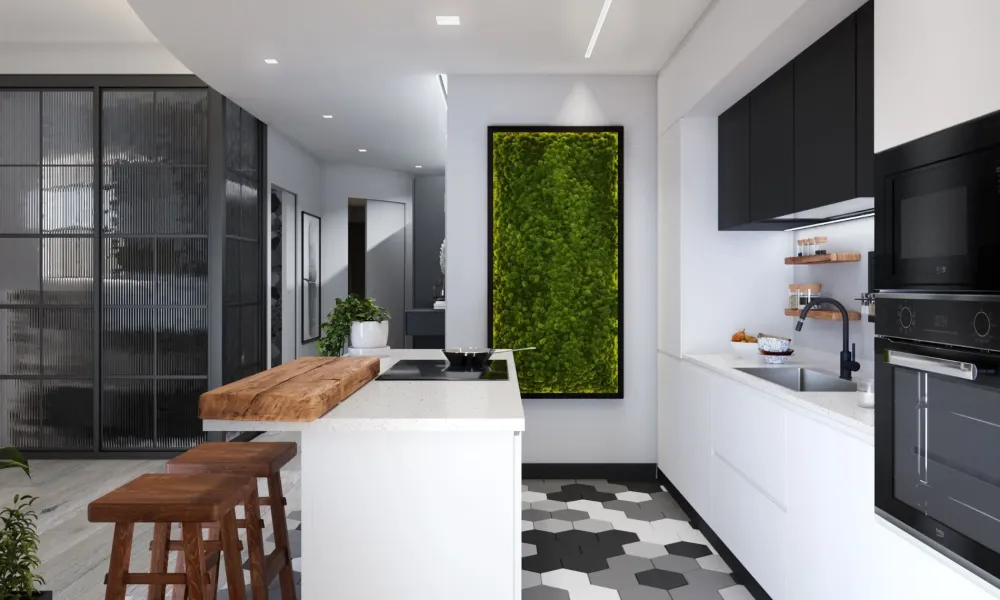 Discount Cucina bianca moderna con isola Cucina moderna con isola e colonne laccata bianca maniglia j in Offerta Outlet Cucine Ad Isola|Cucine Moderne