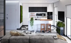 Discount Cucina bianca moderna con isola Cucina moderna con isola e colonne laccata bianca maniglia j in Offerta Outlet Cucine Ad Isola|Cucine Moderne