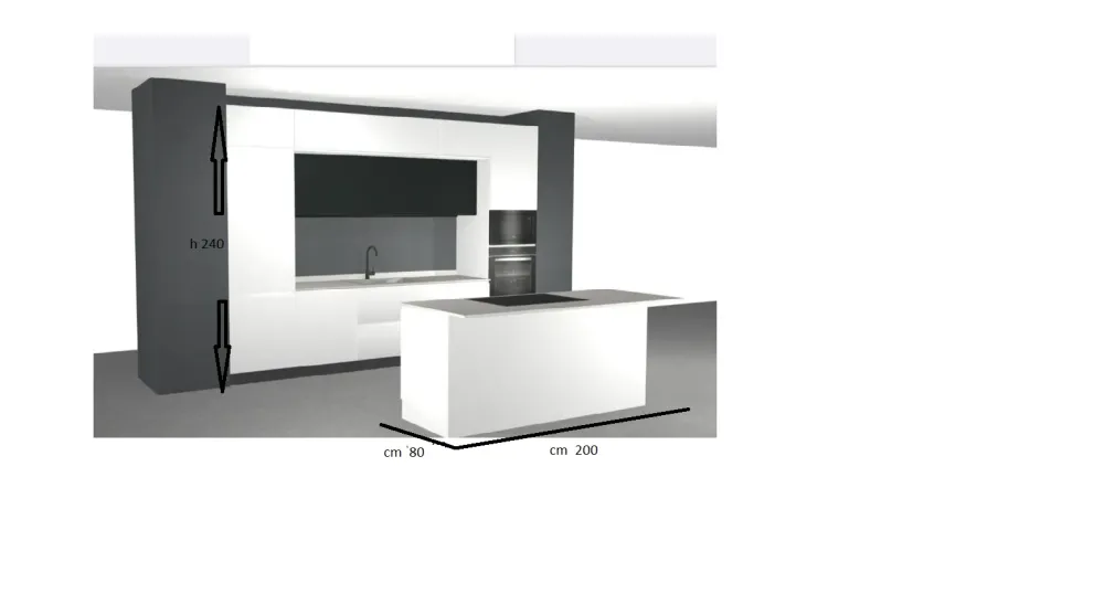 Discount Cucina bianca moderna con isola Cucina moderna con isola e colonne laccata bianca maniglia j in Offerta Outlet Cucine Ad Isola|Cucine Moderne