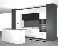 Discount Cucina bianca moderna con isola Cucina moderna con isola e colonne laccata bianca maniglia j in Offerta Outlet Cucine Ad Isola|Cucine Moderne