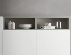 Cucina bianca moderna lineare Domino bianco e castoro Primacucine in Offerta Outlet^Prima Cucine New