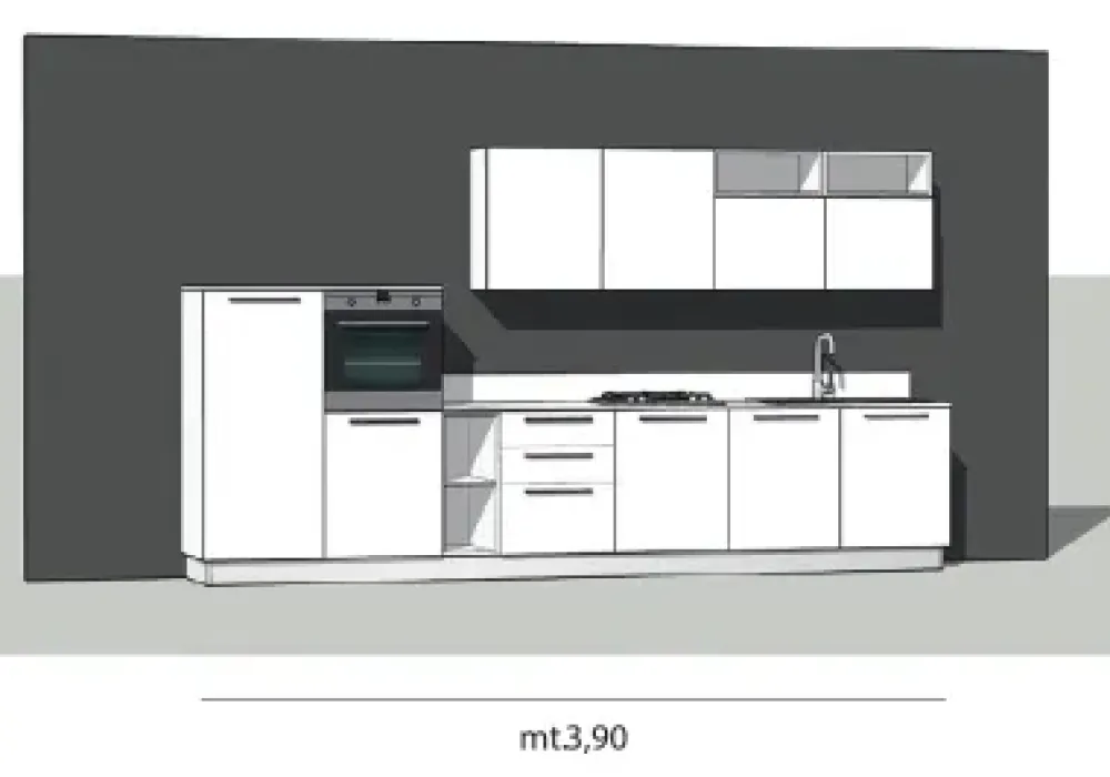 Cucina bianca moderna lineare Domino bianco e castoro Primacucine in Offerta Outlet^Prima Cucine New