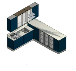 Sale Cucina blu moderna ad angolo Moderna outlet  a soli 4000€ Cucine Ad Angolo|Cucine Moderne