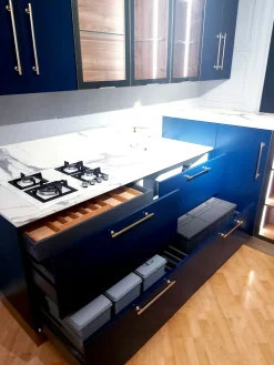 Sale Cucina blu moderna ad angolo Moderna outlet  a soli 4000€ Cucine Ad Angolo|Cucine Moderne