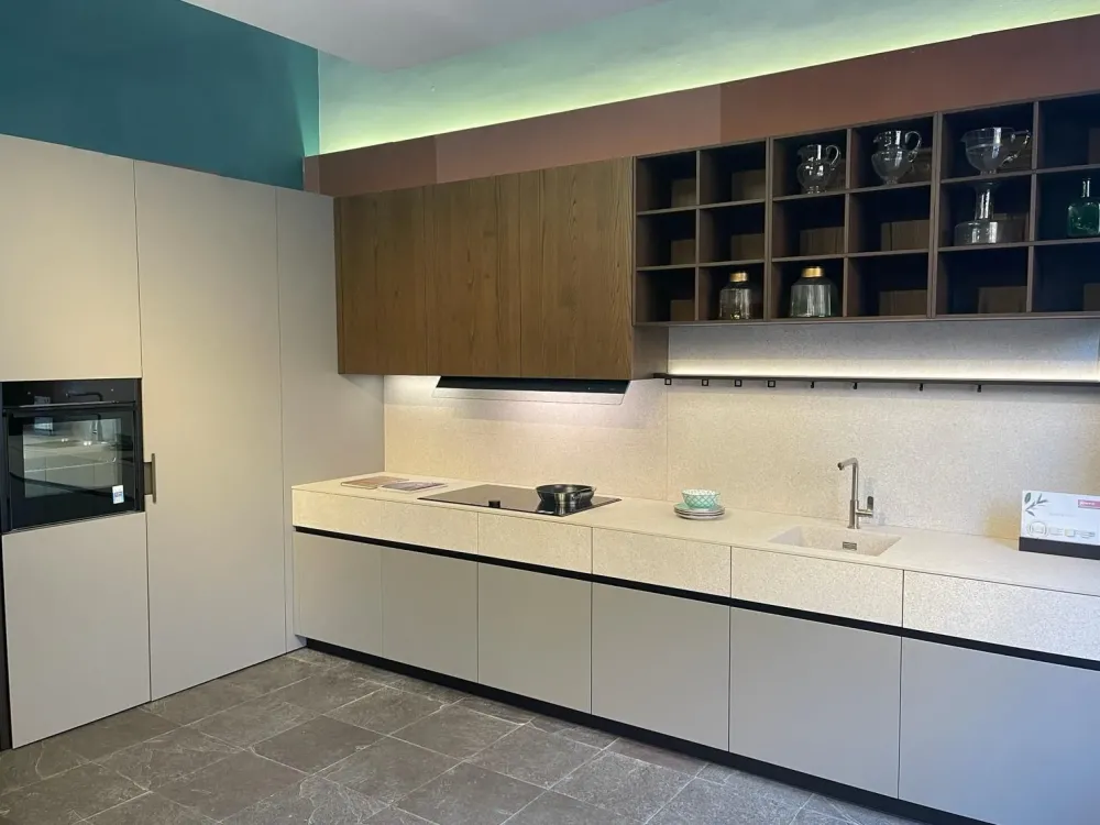 Cucina moderna ad angolo tortora in laminato opaco Maxima 2.2^Cesar Clearance