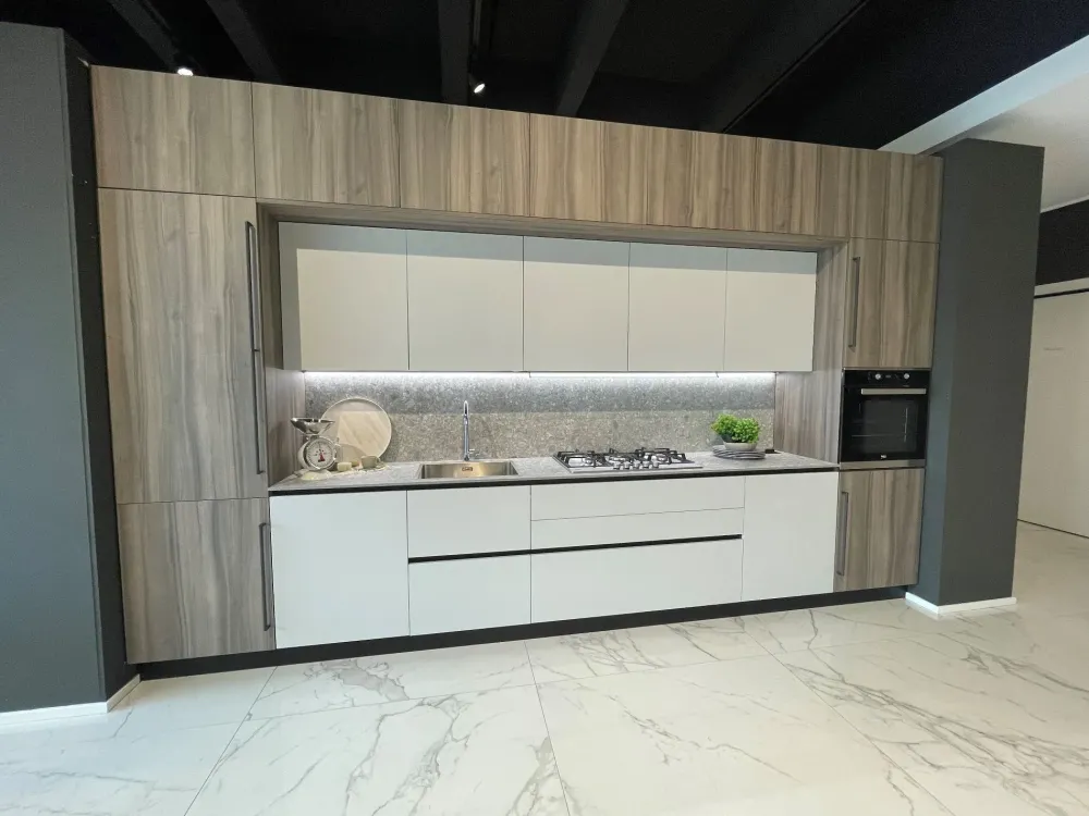 Discount Cucina Cloe moderna grigio lineare scontata 50% Cucine Lineari|Cucine Moderne