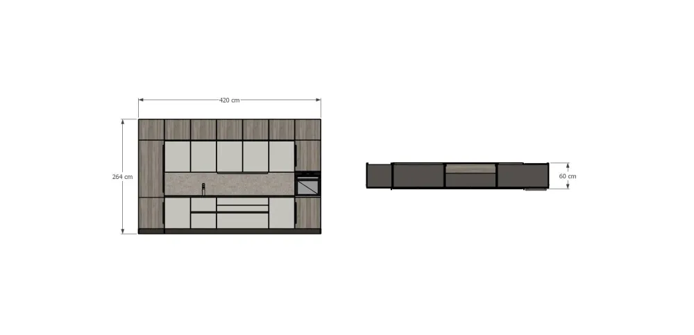 Discount Cucina Cloe moderna grigio lineare scontata 50% Cucine Lineari|Cucine Moderne