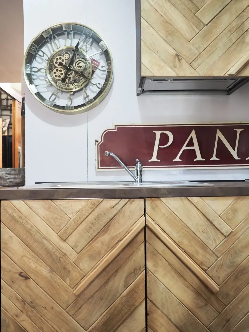 Cucina moderna lineare rovere chiaro in legno Cucinja moderna rennes in legno e bronzo^Collezione esclusiva Best