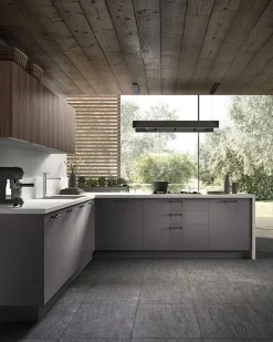 New Cucina moderna con penisola rovere moro in melaminico Joy 3 Cucine Con Penisola|Cucine Moderne