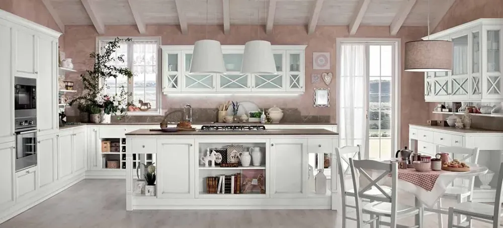 Colombini Casa Cucina country lineare bianca in laccato opaco Sinfonia- Cucine Lineari|Cucine Country