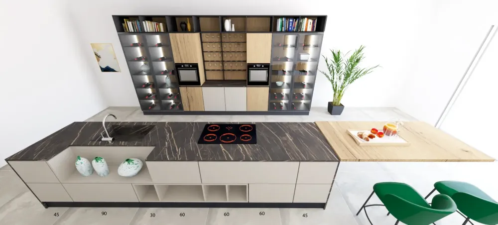 Cucina con isola in laccata opaco altri colori Kali a prezzo ribassato^Arredo3 Hot