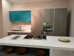 Cucina con isola in laminato materico blu Melissa a prezzo scontato^Arrex New