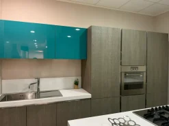 Cucina con isola in laminato materico blu Melissa a prezzo scontato^Arrex New