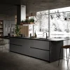 Cucina con isola in laminato opaco grigia Anta 1 a prezzo ribassato^Antares Online
