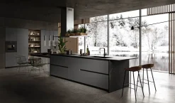 Cucina con isola in laminato opaco grigia Anta 1 a prezzo ribassato^Antares Online