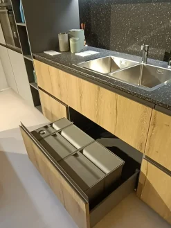 Cucina con isola in laminato materico grigia Kali a prezzo ribassato^Arredo3 Sale