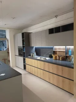 Cucina con isola in laminato materico grigia Kali a prezzo ribassato^Arredo3 Sale