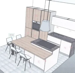 Cucina con isola in polimerico a prezzo scontato 60%^Arredo3