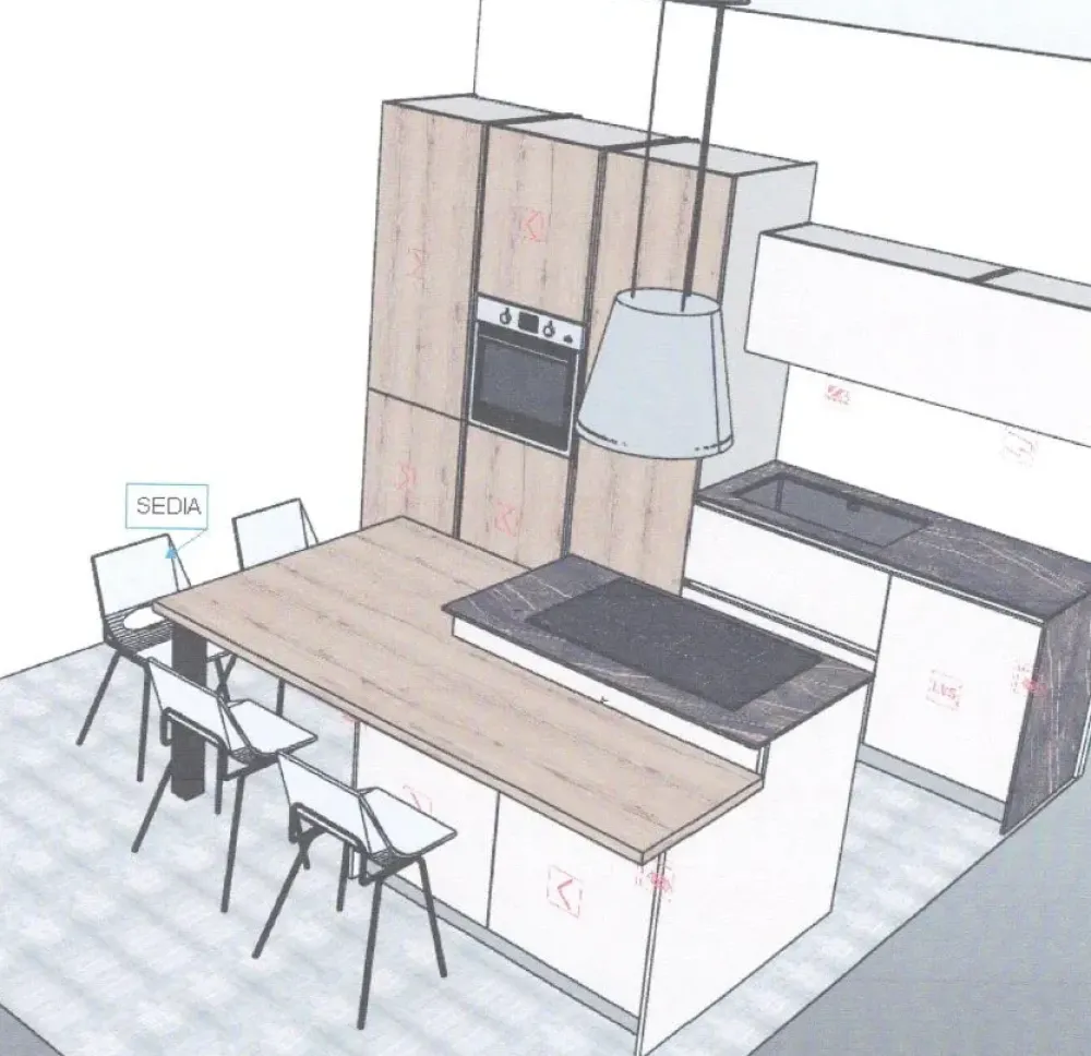 Cucina con isola in polimerico a prezzo scontato 60%^Arredo3