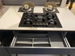 Cucina con isola in polimerico opaco blu Gaia a prezzo scontato^Mobilturi Discount