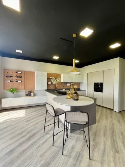 Febal Cucina con penisola in laminato materico tortora Cucina casa  a prezzo ribassato- Cucine Con Penisola|Cucine Moderne