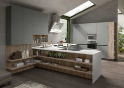 Essebi Cucina con penisola in laccata opaco grigia Nadir 1 a prezzo ribassato- Cucine Con Penisola|Cucine Moderne