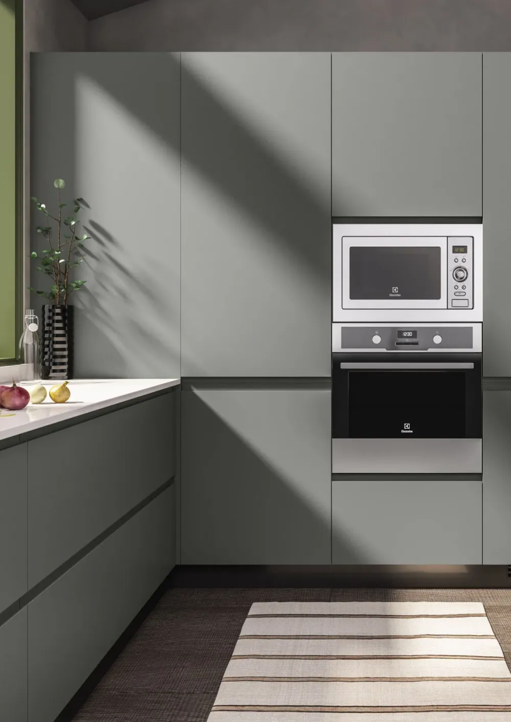 Essebi Cucina con penisola in laccata opaco grigia Nadir 1 a prezzo ribassato- Cucine Con Penisola|Cucine Moderne