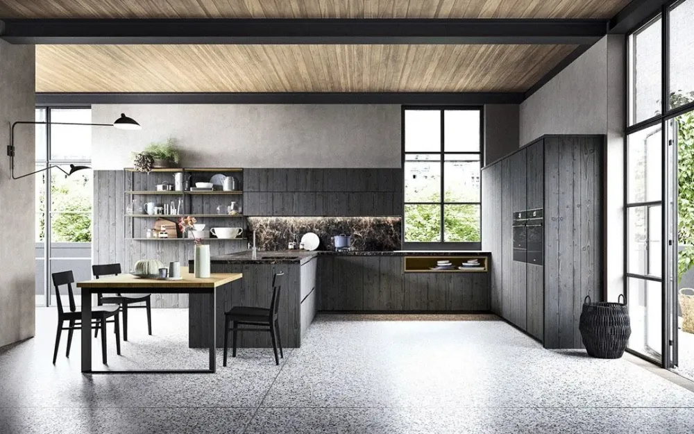 Scandola Cucina con penisola in legno modello Cucina industrial style maestrale m05 ad un prezzo riservato- Cucine Con Penisola|Cucine Moderne