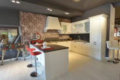 Artigianale Cucina con penisola in legno bianca Cc02 a prezzo scontato- Cucine Con Penisola|Cucine Country