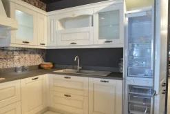 Artigianale Cucina con penisola in legno bianca Cc02 a prezzo scontato- Cucine Con Penisola|Cucine Country