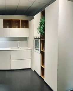 New Cucina con penisola in melaminico bianca Ak project profilo 30° a prezzo scontato Cucine Con Penisola|Cucine Moderne