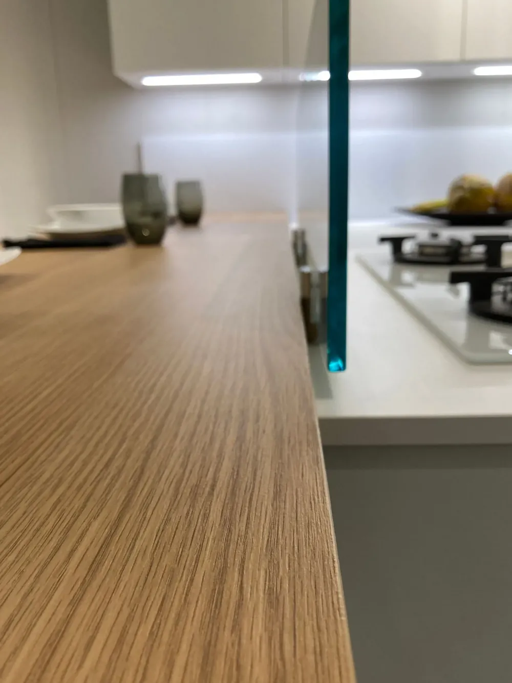 New Cucina con penisola in melaminico bianca Ak project profilo 30° a prezzo scontato Cucine Con Penisola|Cucine Moderne