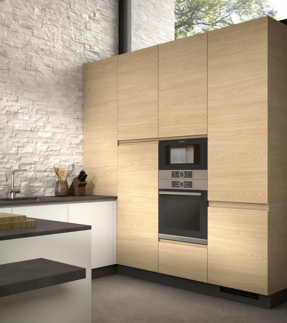 Sale Cucina con penisola in vetro bianca Zenit 04 a prezzo ribassato Cucine Con Penisola|Cucine Moderne