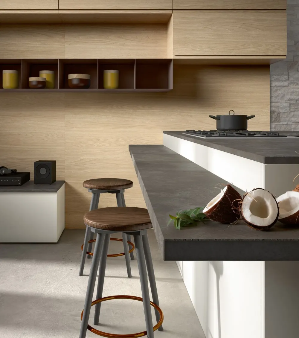 Sale Cucina con penisola in vetro bianca Zenit 04 a prezzo ribassato Cucine Con Penisola|Cucine Moderne