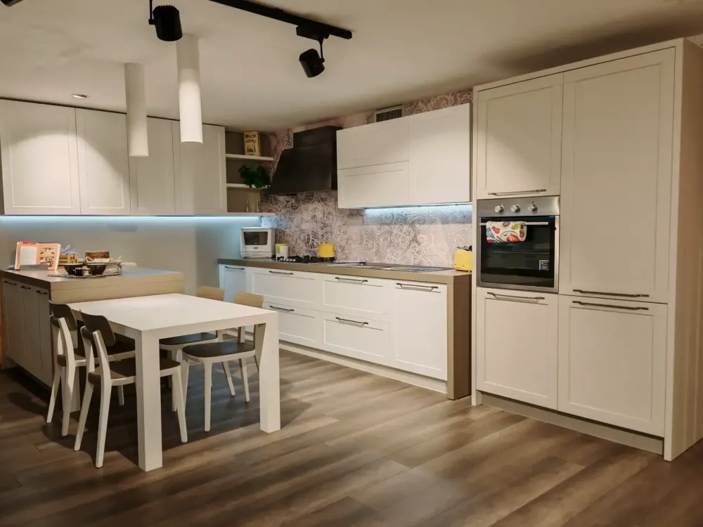 Cucina con penisola moderna bianca Frame a soli 8400 Euro Cucine Con Penisola|Cucine Moderne