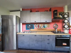 Outlet Etnico Cucina Cucina industrial piano legno lineare con un ribasso imperdibile- Cucine Lineari