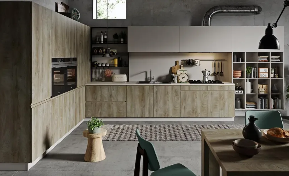 Cucine Store Cucina moderna ad angolo altri colori in laminato materico Lignea- Cucine Ad Angolo|Cucine Moderne