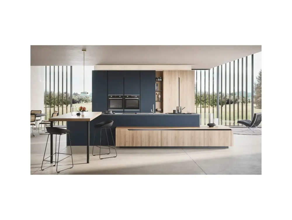 Cucina design con penisola altri colori in laminato materico Lesmo^Dibiesse Outlet