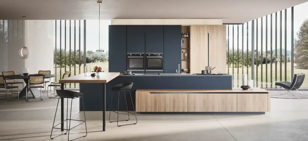 Cucina design con penisola altri colori in laminato materico Lesmo^Dibiesse Outlet