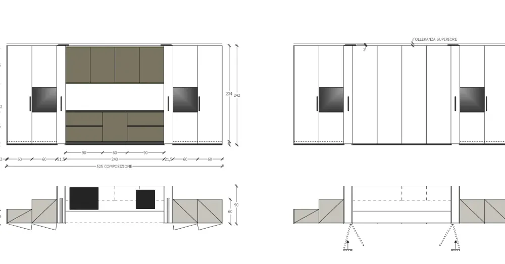 Cucina design lineare tortora in laccata opaco Klab 09 outlet^Diotti.com New