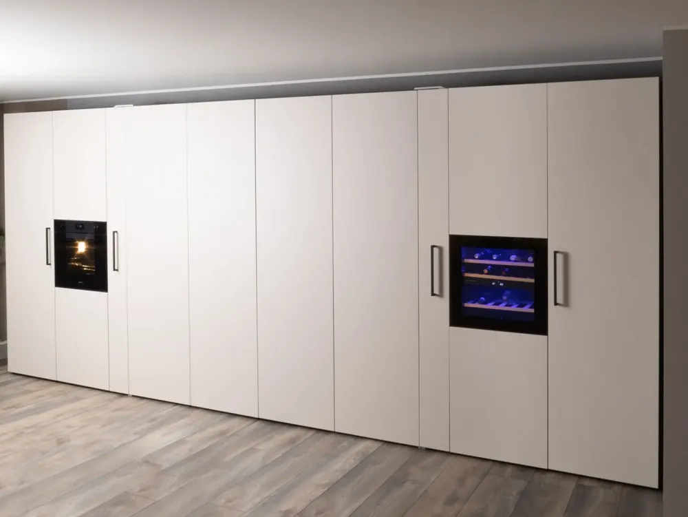 Cucina design lineare tortora in laccata opaco Klab 09 outlet^Diotti.com New