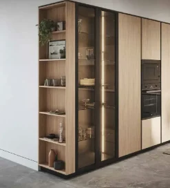 Cucina Domino composizione 01 moderna rovere chiaro con penisola scontata 50%^Prima Cucine