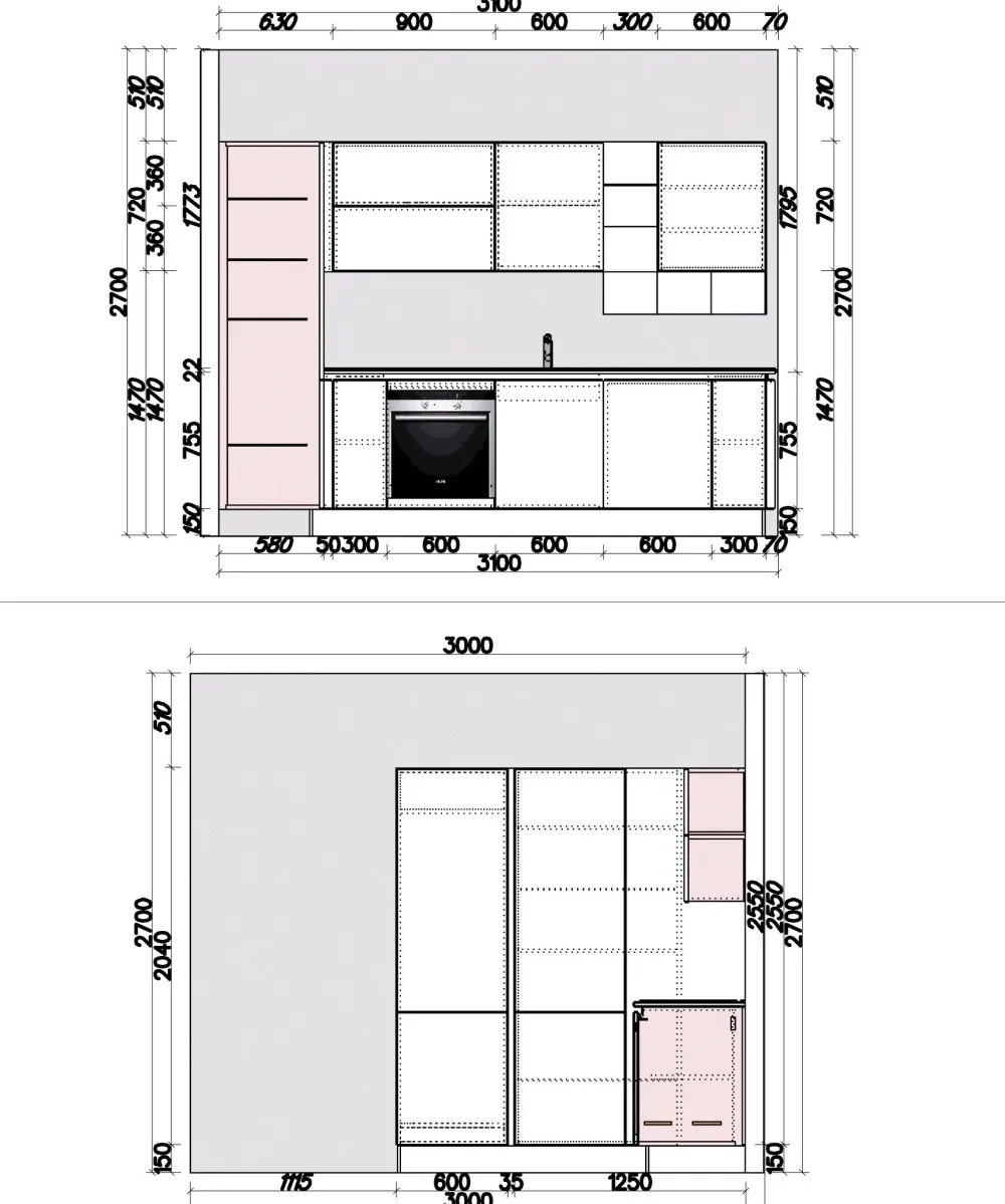 Cucina moderna ad angolo bianca in polimerico lucido Filoescape^Euromobil Online