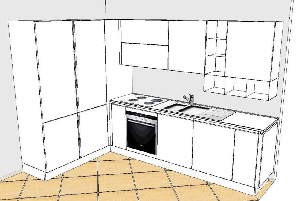 Cucina moderna ad angolo bianca in polimerico lucido Filoescape^Euromobil Online