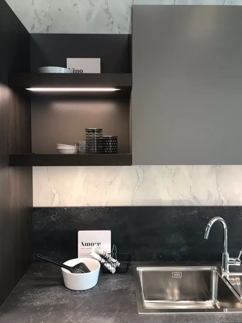 Clearance Cucina Feel moderna tortora lineare scontata 30% Cucine Lineari|Cucine Moderne