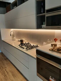 Hot Cucina Frighetto moderna lineare bianca in melaminico Time. Estetica e funzionalità. Cucine Lineari|Cucine Moderne